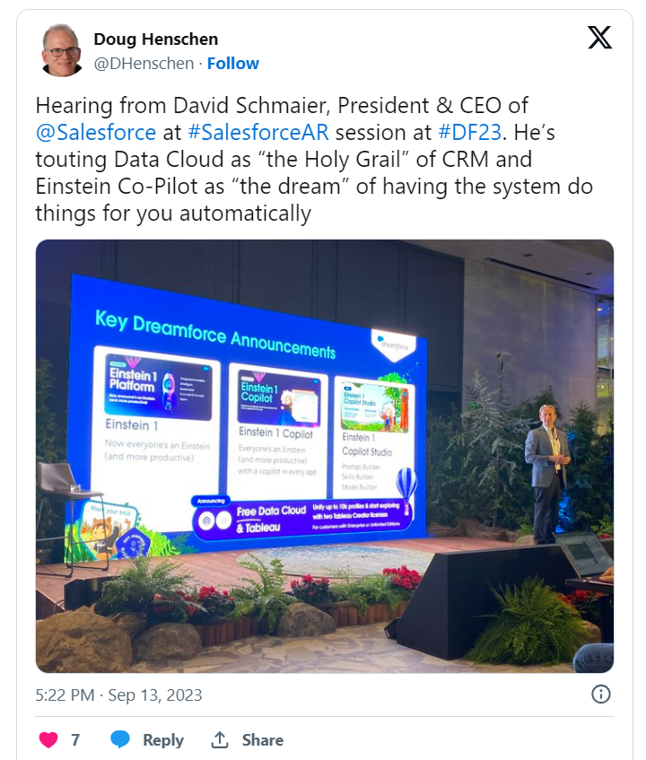X post about Salesforce Dreamforce event