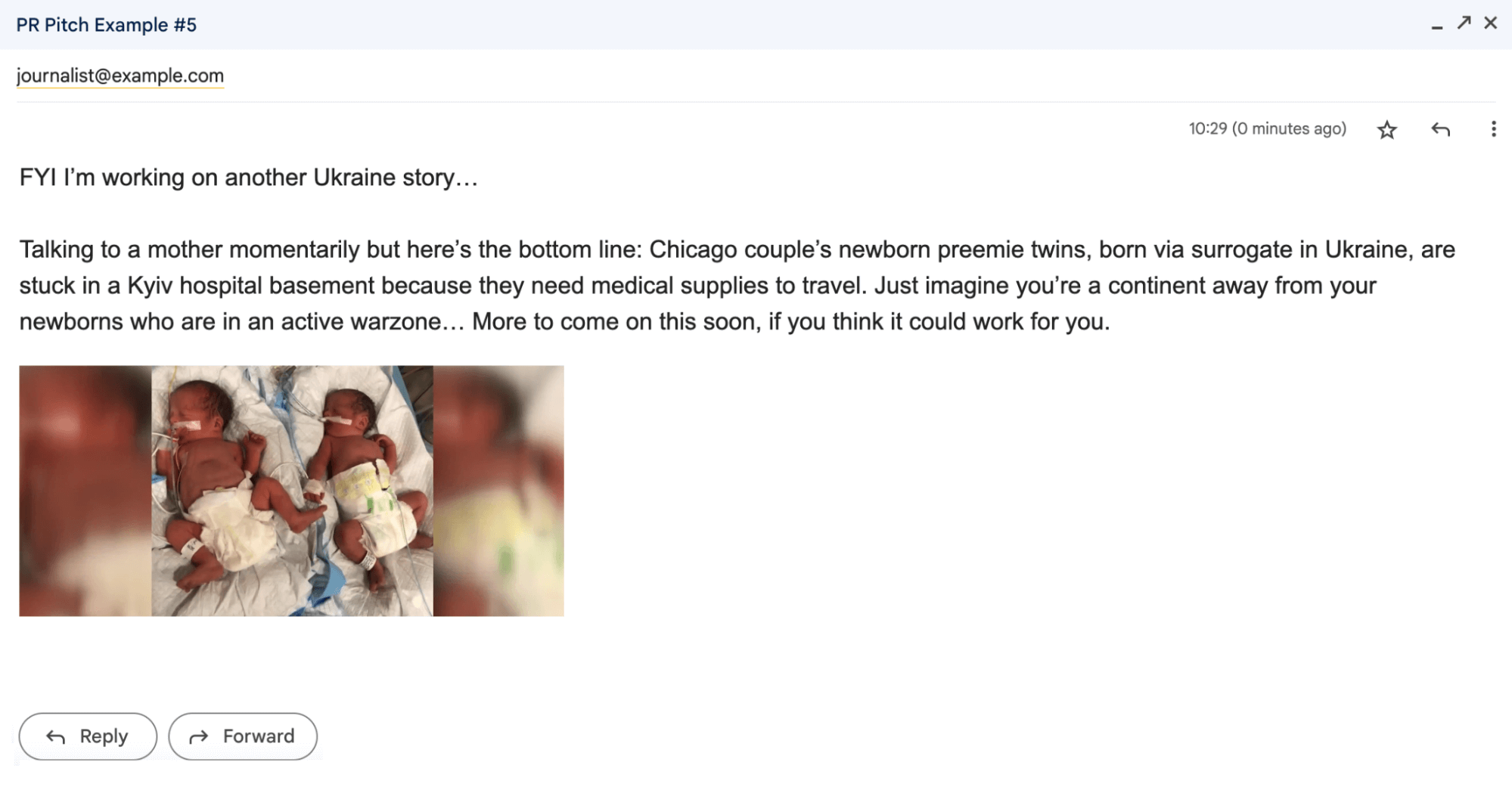 PR pitch example